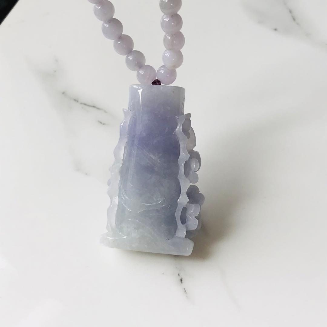 【P2174-001】翡翠　ミャンマー産　ペンダントトップ　ラベンダー