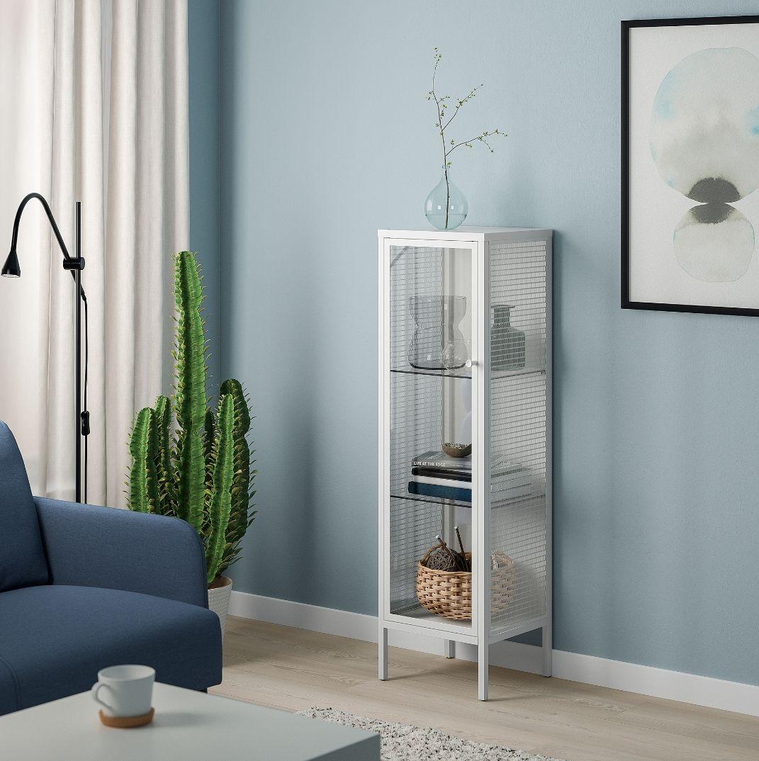 【新品】ＩＫＥＡ/イケア ガラス扉キャビネット34x30x116 cm ホワイト