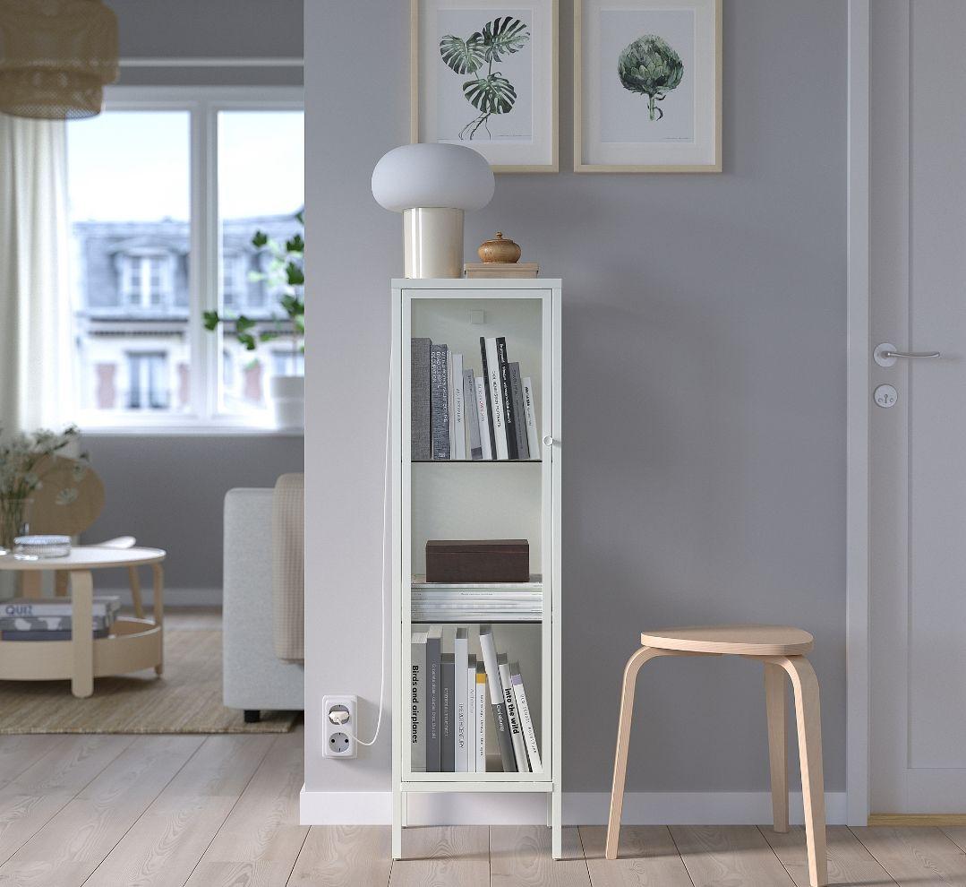 【新品】ＩＫＥＡ/イケア ガラス扉キャビネット34x30x116 cm ホワイト