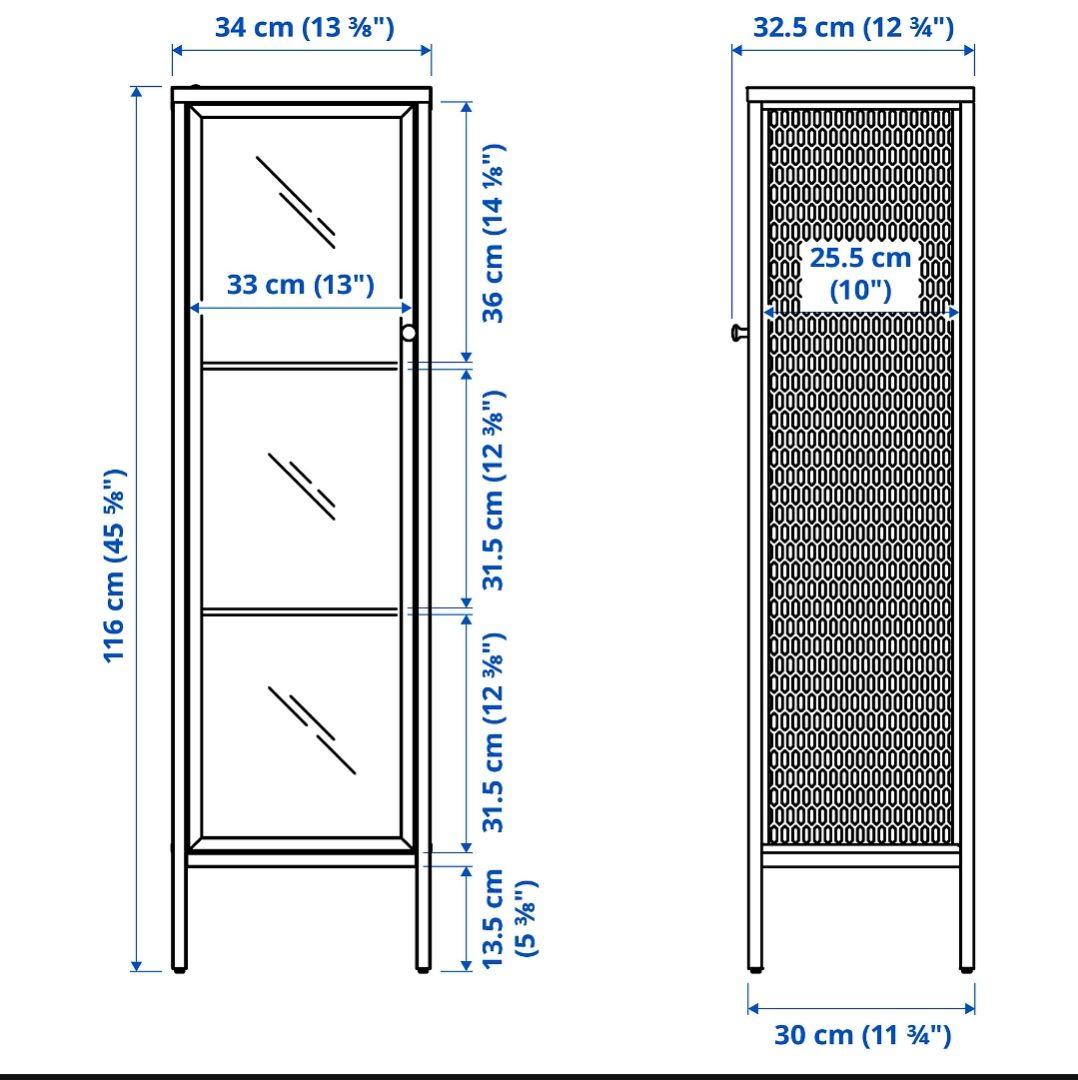 【新品】ＩＫＥＡ/イケア ガラス扉キャビネット34x30x116 cm ホワイト