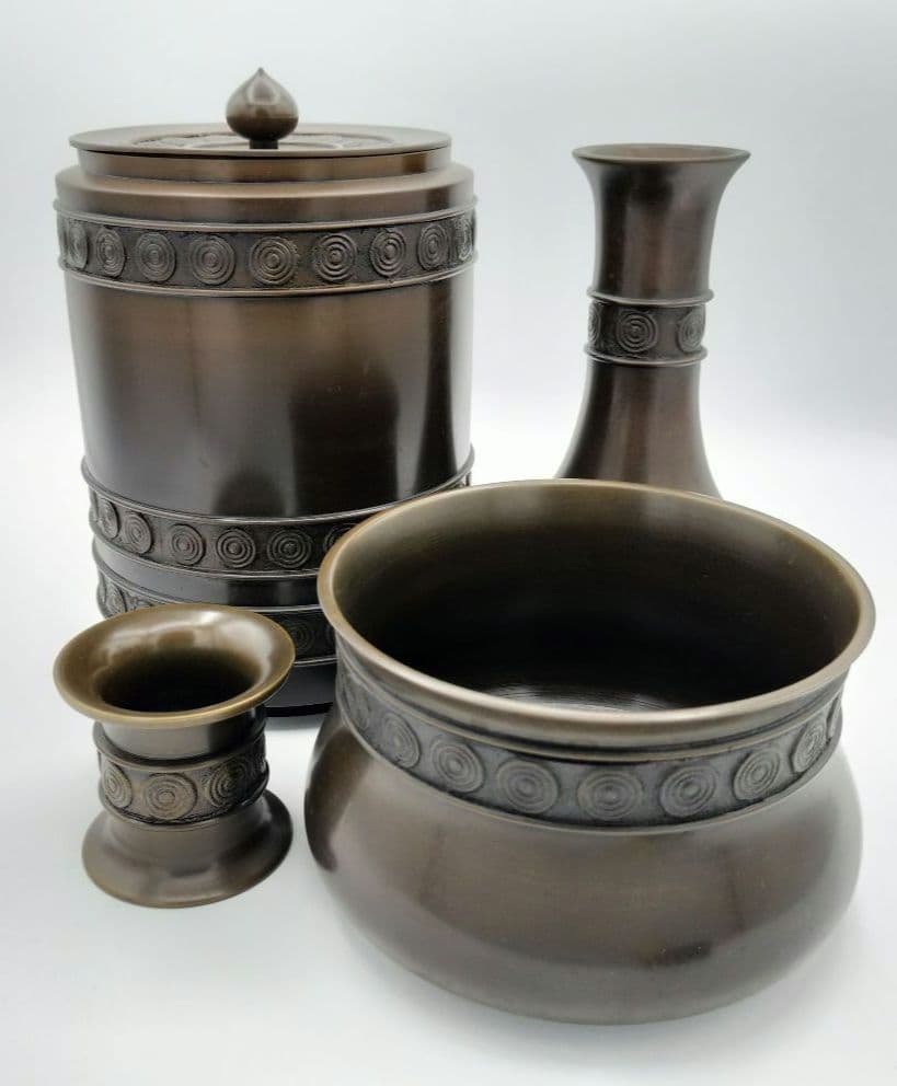 850 擂茶 累座 唐銅皆具 金谷浄雲 茶道 水指 杓立 蓋置 建水 古物