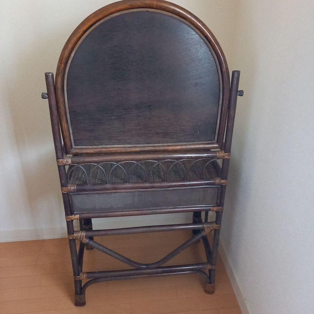 【無料配送(関西周辺)お値下】籐家具　ラタン　ドレッサー　椅子セット