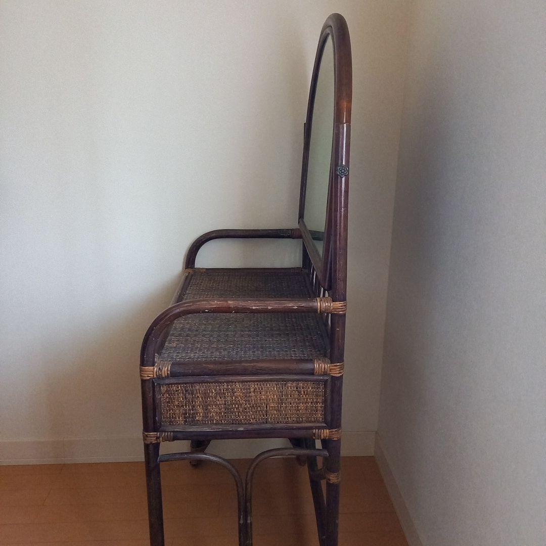 【無料配送(関西周辺)お値下】籐家具　ラタン　ドレッサー　椅子セット