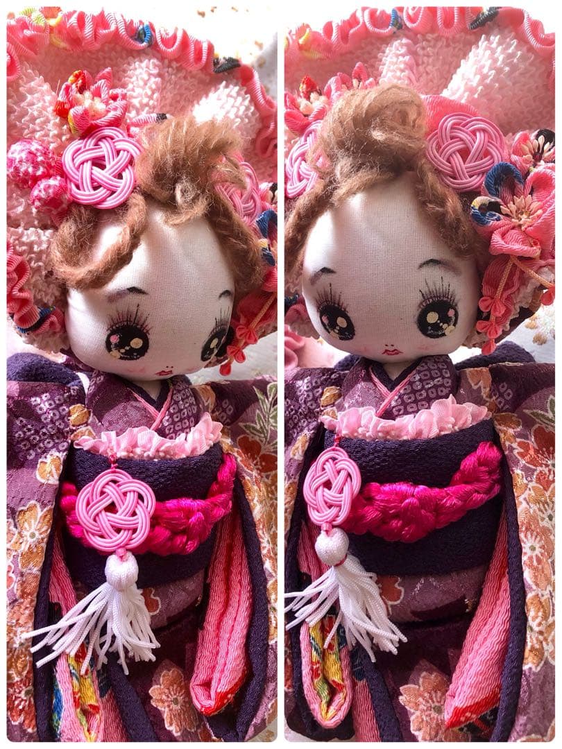 ＊夢 文化人形＊桃の節句乙女♡創作文化人形約24cmつまみ細工 お着物＊