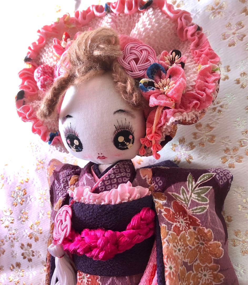 ＊夢 文化人形＊桃の節句乙女♡創作文化人形約24cmつまみ細工 お着物＊