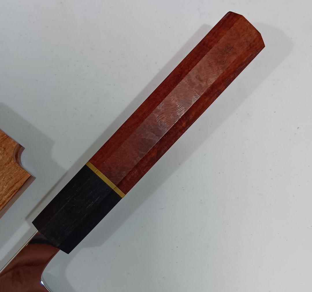 ステン本焼 Ｖ金10号鋼 柳刃 27cm ９寸 包丁 右片刃 鏡面 八角柄 鞘付