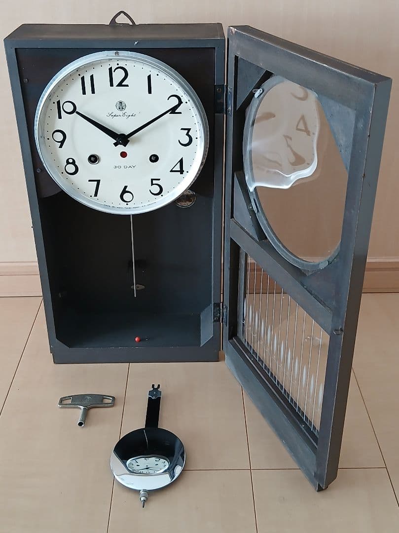 【昭和レトロ】愛知時計電機㈱ Super Eight 30日巻き 振り子時計