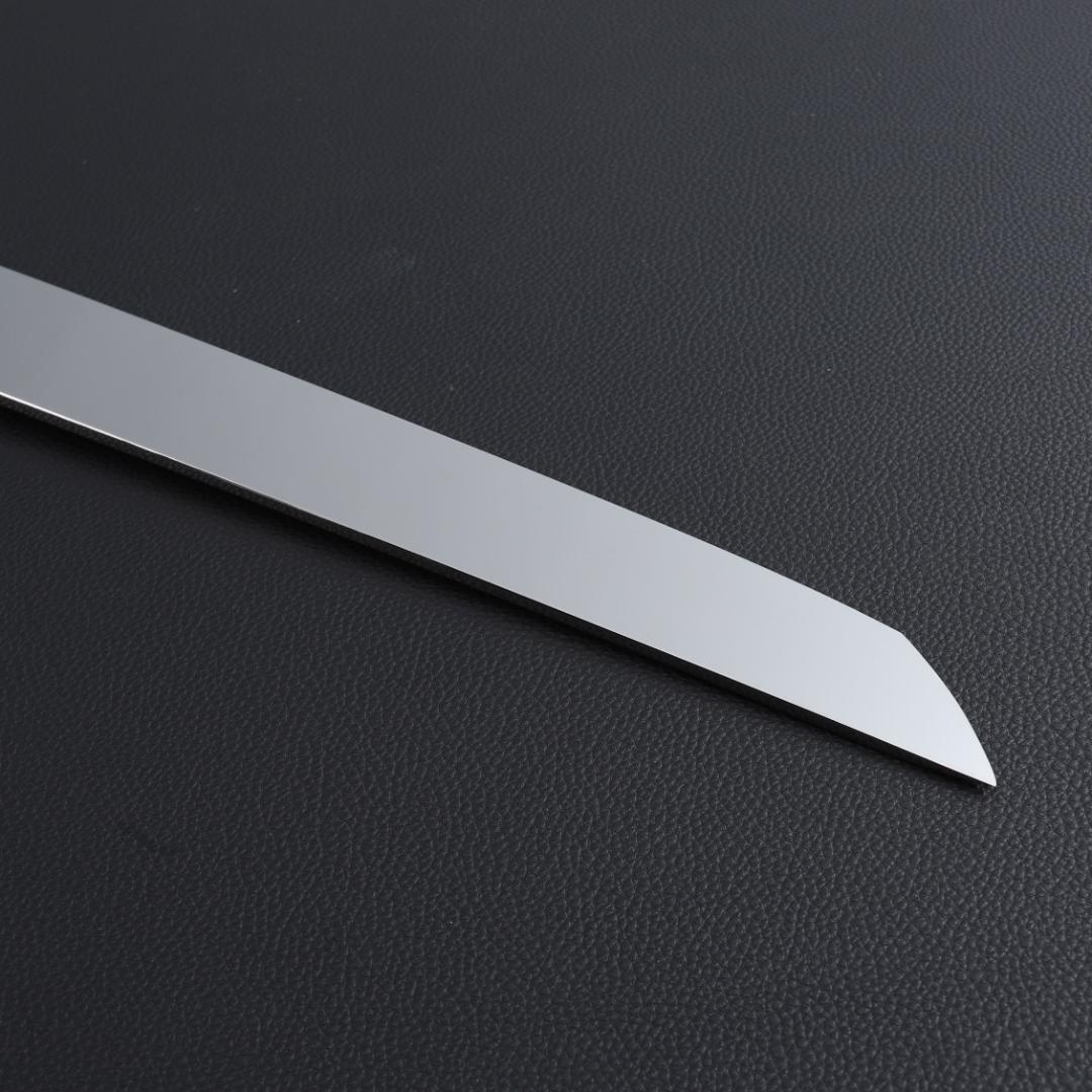 8705先丸包丁 9寸 鏡面仕上げ 刃は究極の切れ味 黒檀黒水牛角白三本巻八角柄