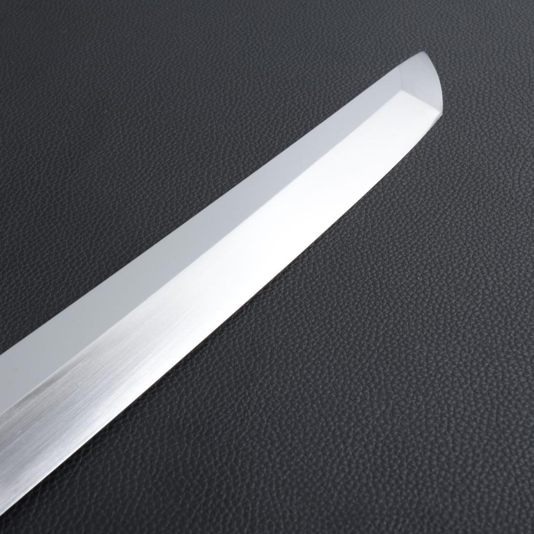 8705先丸包丁 9寸 鏡面仕上げ 刃は究極の切れ味 黒檀黒水牛角白三本巻八角柄