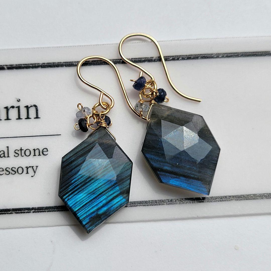 ラブラドライト ヘキサゴンピアス