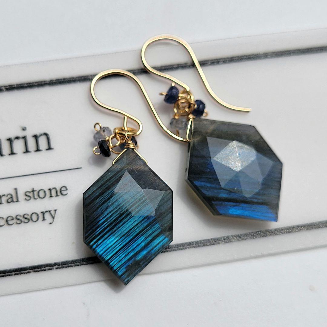 ラブラドライト ヘキサゴンピアス