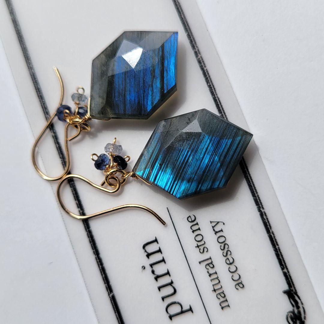 ラブラドライト ヘキサゴンピアス