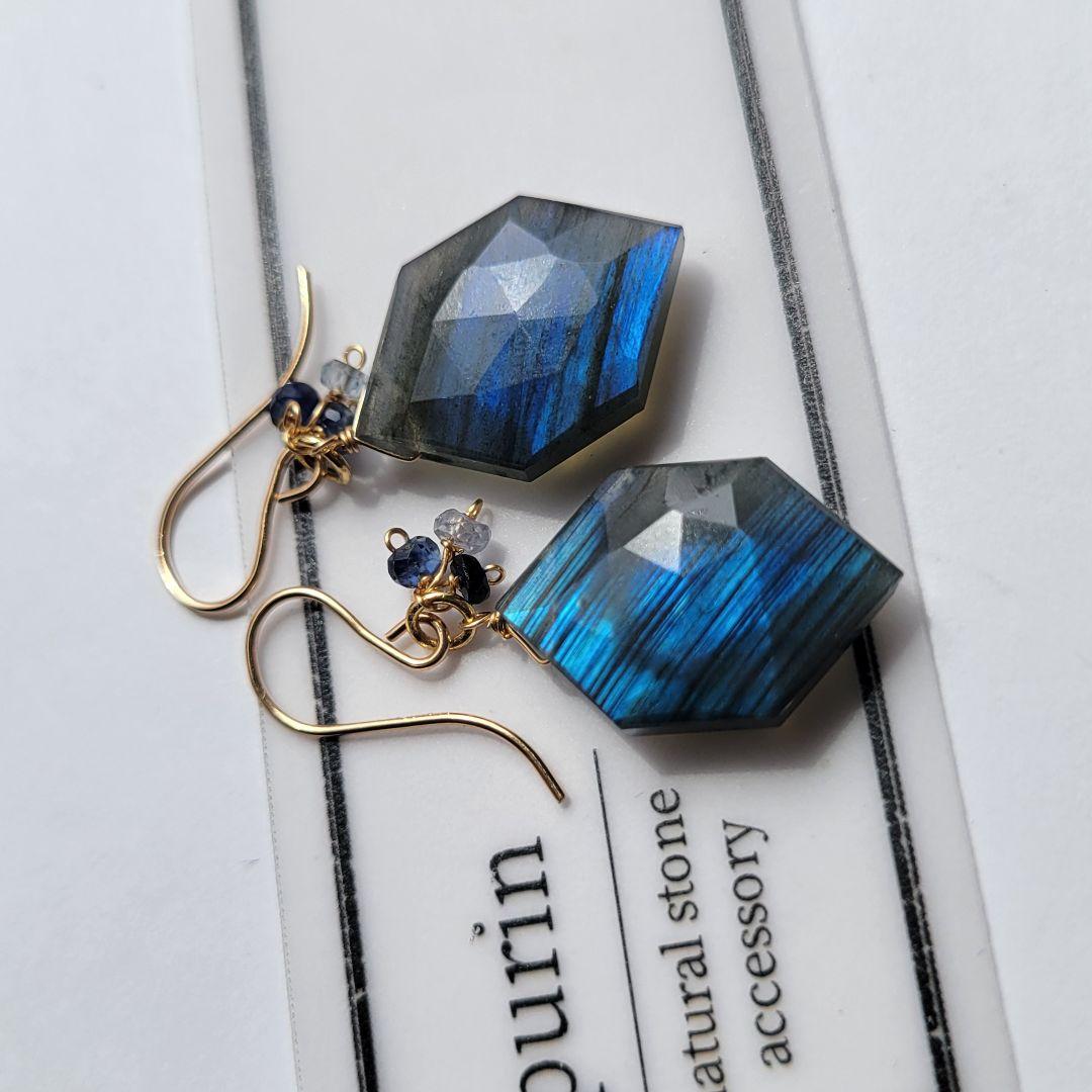 ラブラドライト ヘキサゴンピアス