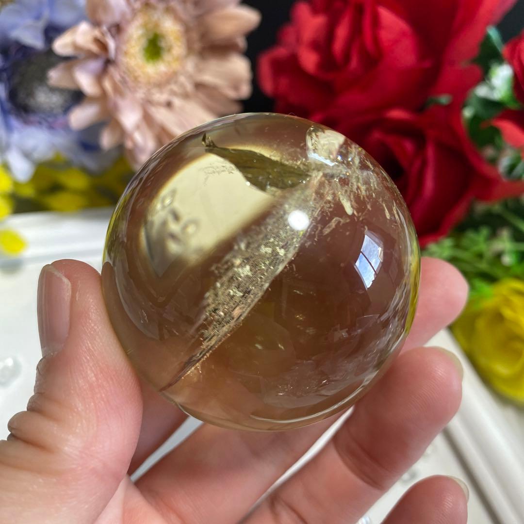超極上 別格品 虹ギラギラ レモンクォーツ スフィア 2