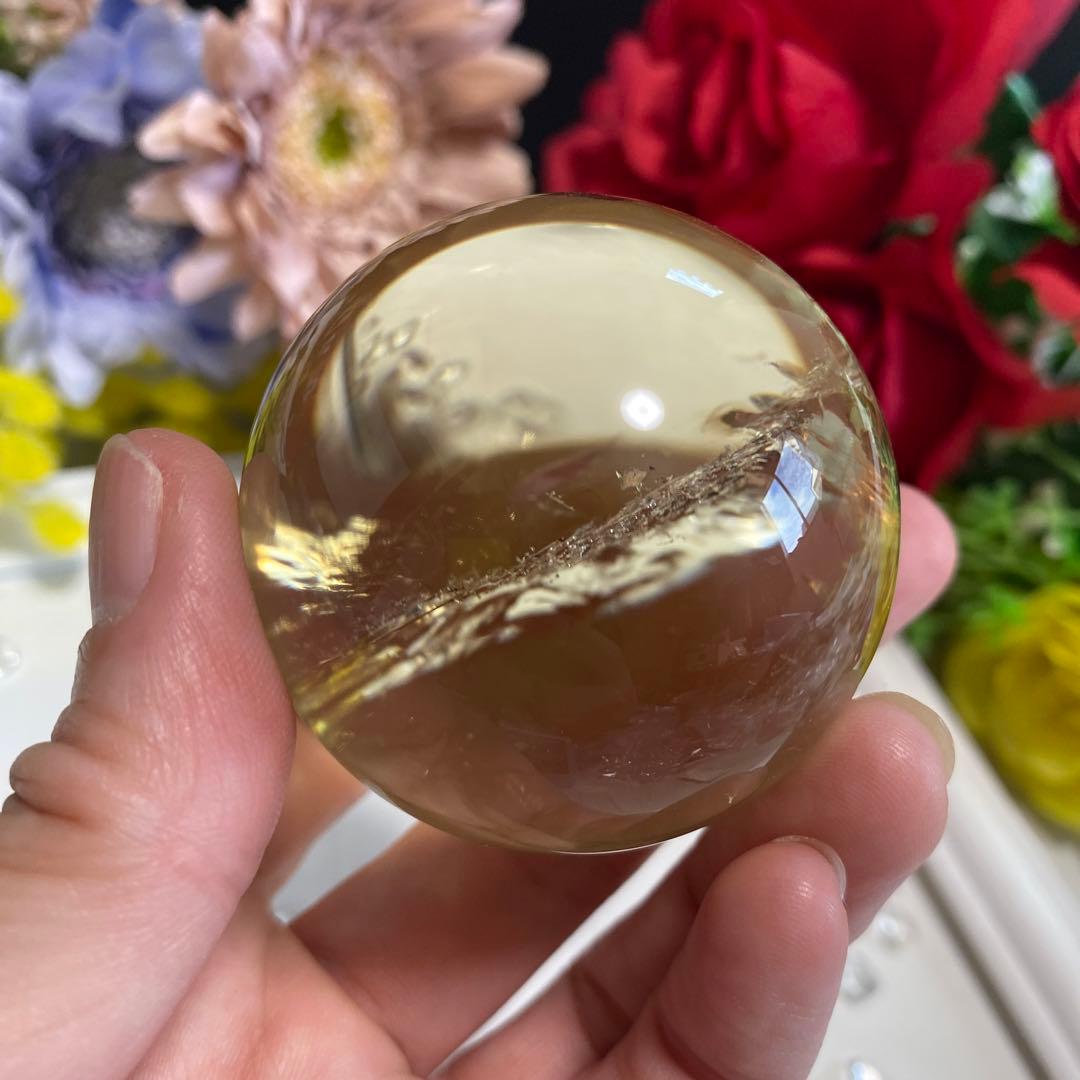 超極上 別格品 虹ギラギラ レモンクォーツ スフィア 2