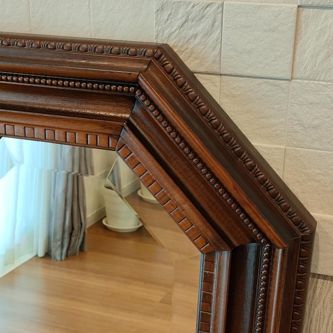 イタリア製　ミラー　姿見　アンティーク　木製フレーム