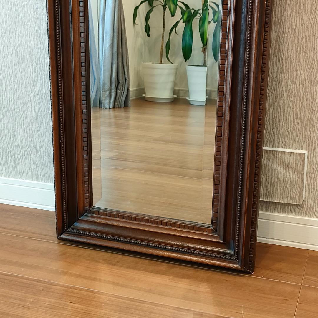 イタリア製　ミラー　姿見　アンティーク　木製フレーム