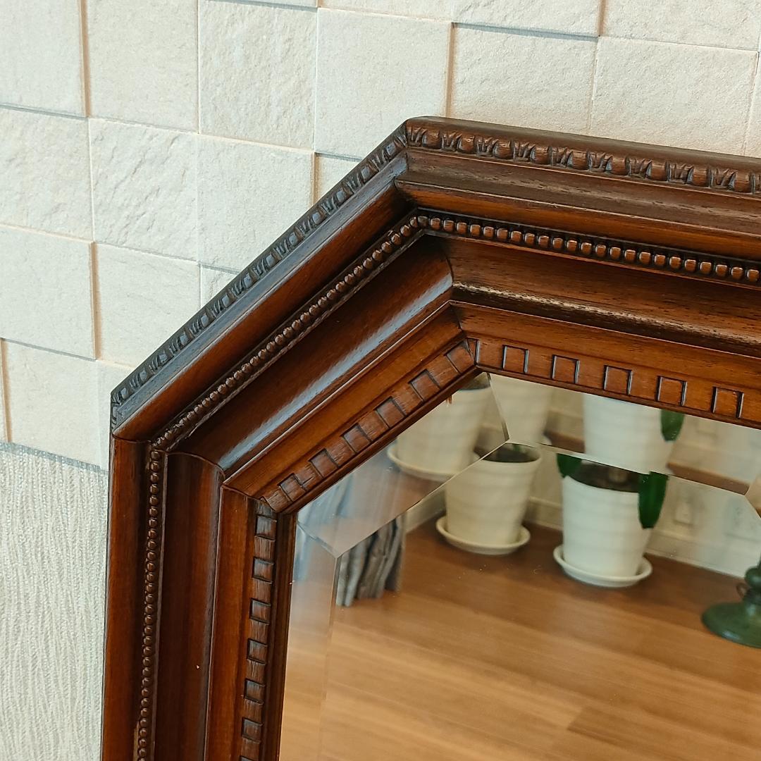 イタリア製　ミラー　姿見　アンティーク　木製フレーム