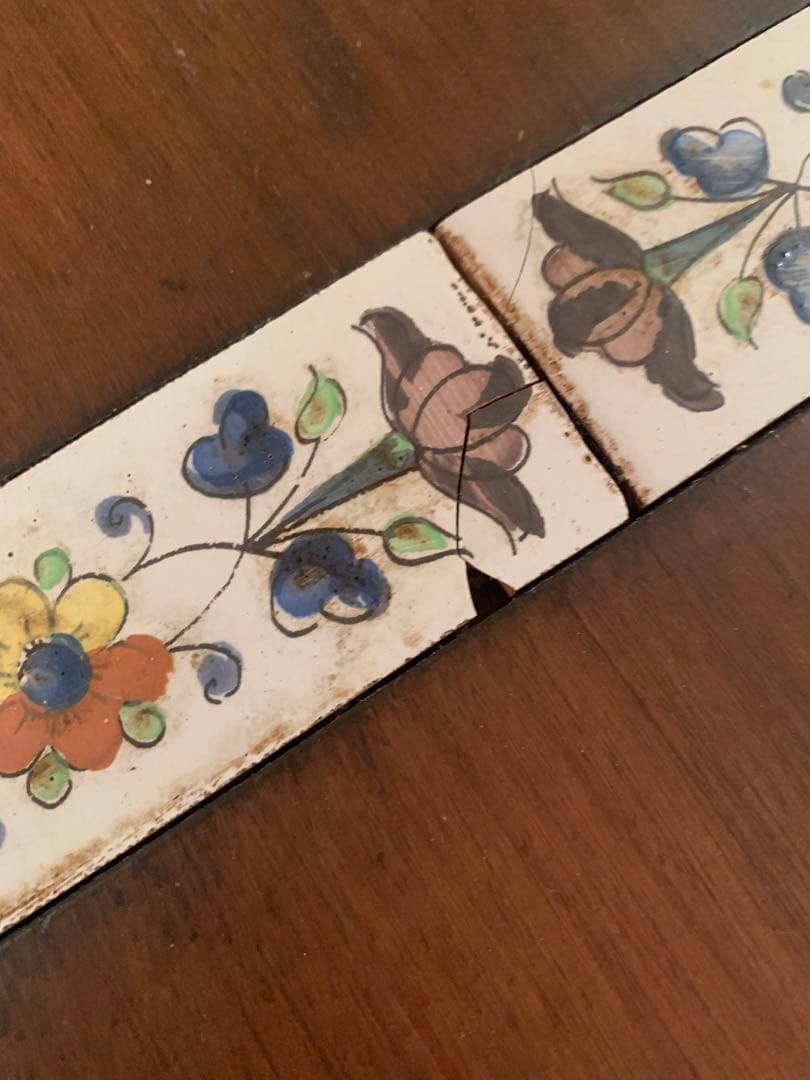 バレンシア家具 木製 正方形テーブル タイル ローテーブル