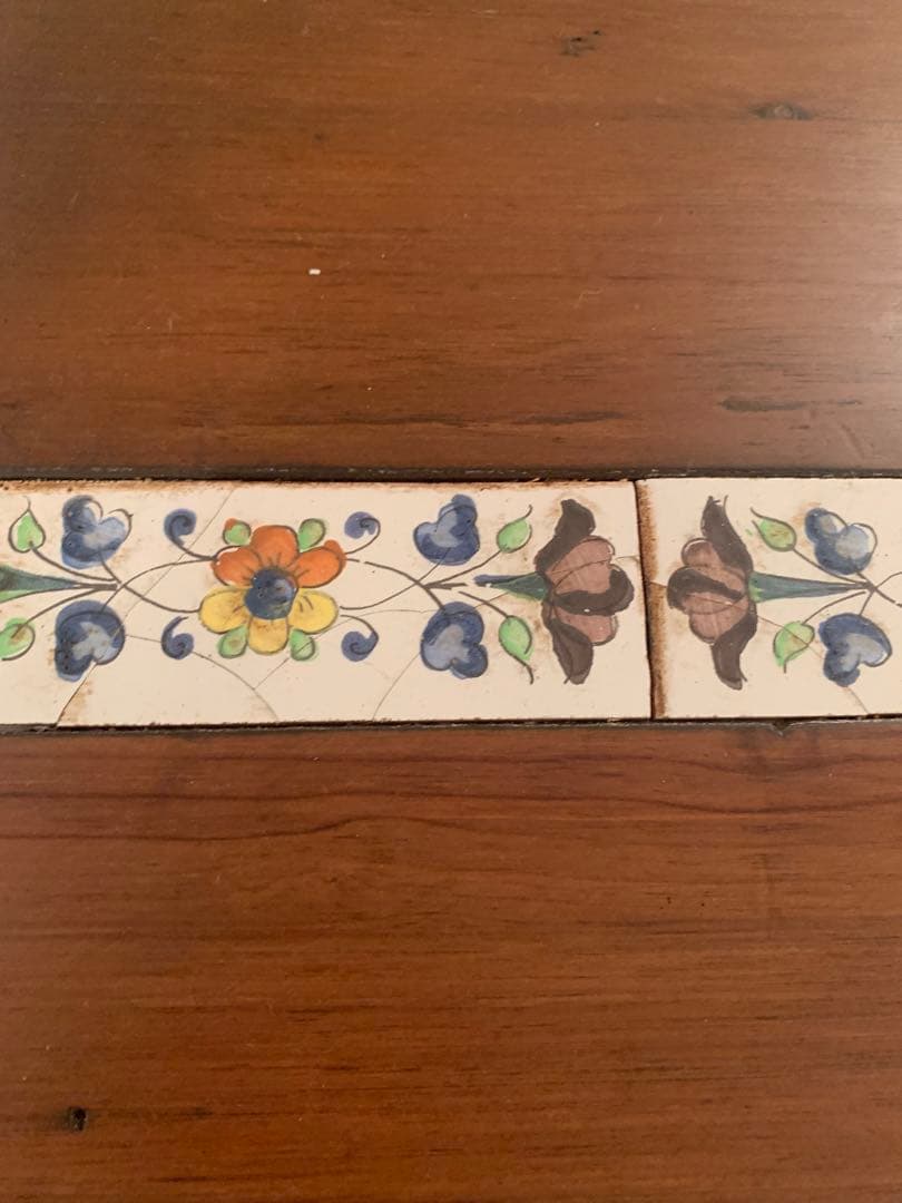 バレンシア家具 木製 正方形テーブル タイル ローテーブル