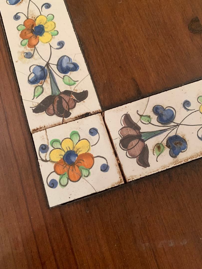 バレンシア家具 木製 正方形テーブル タイル ローテーブル