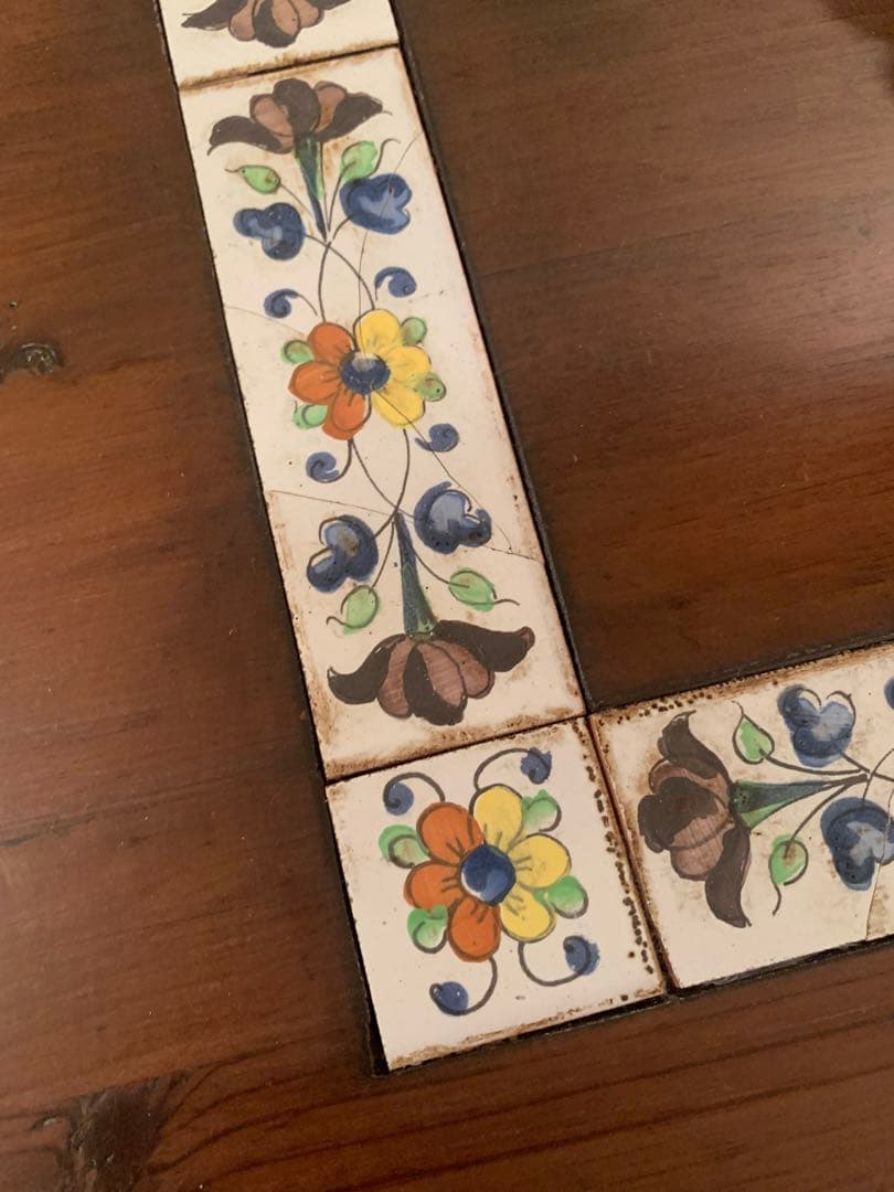 バレンシア家具 木製 正方形テーブル タイル ローテーブル