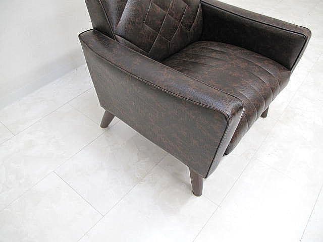 オールドカリモク ロビーチェア　1シーター　ダイヤステッチ　　1Pソファ