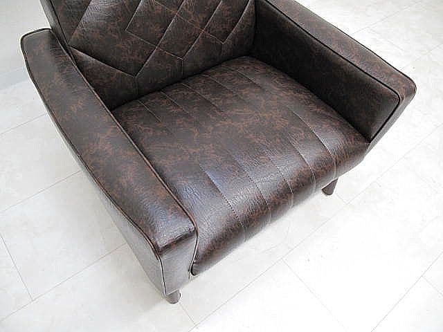 オールドカリモク ロビーチェア　1シーター　ダイヤステッチ　　1Pソファ