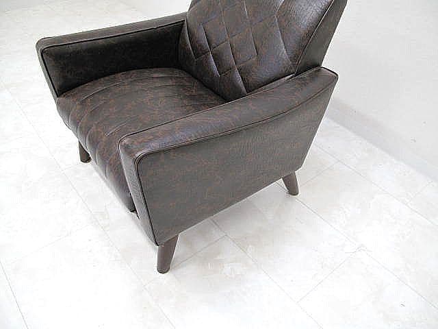 オールドカリモク ロビーチェア　1シーター　ダイヤステッチ　　1Pソファ