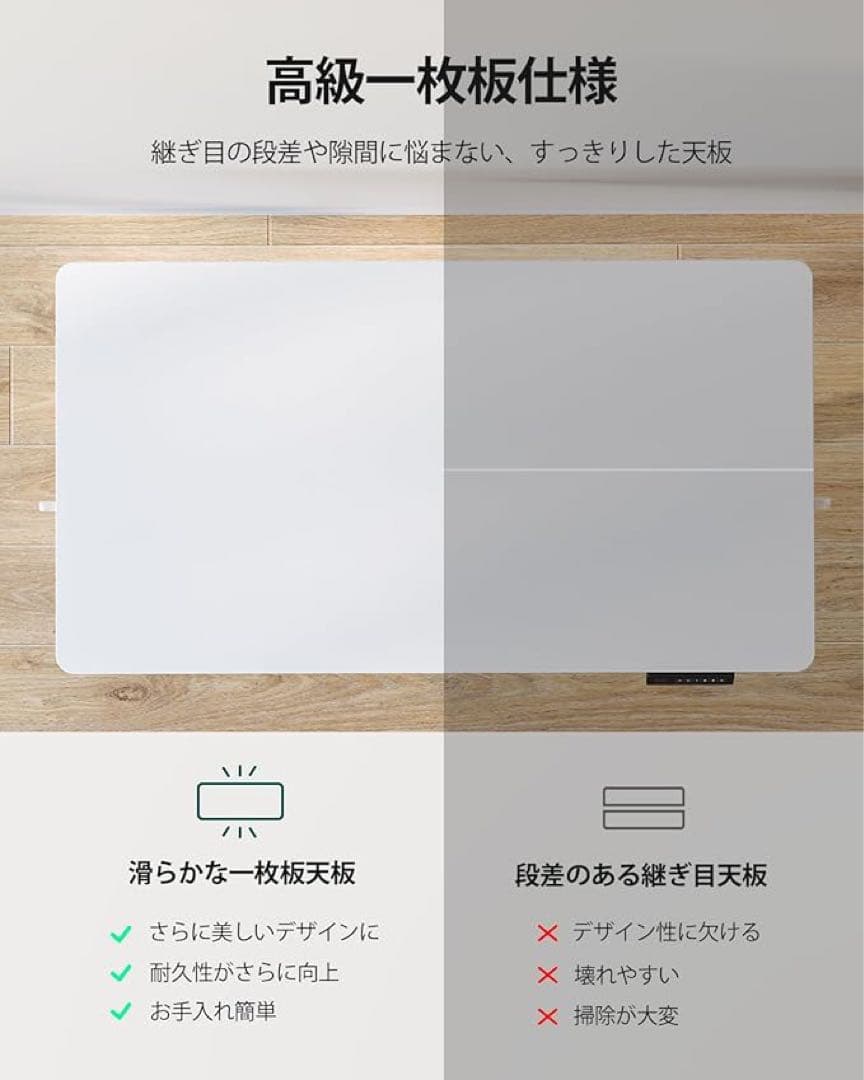 電動昇降式デスク 一枚天板幅80奥行50スタンディングデスク上下昇降高さメモリー