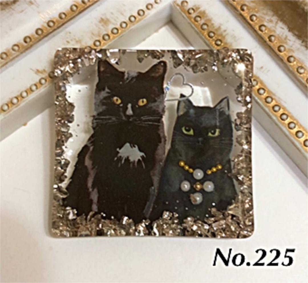 レジン猫ヘアゴムブローチポニーフックNo.225