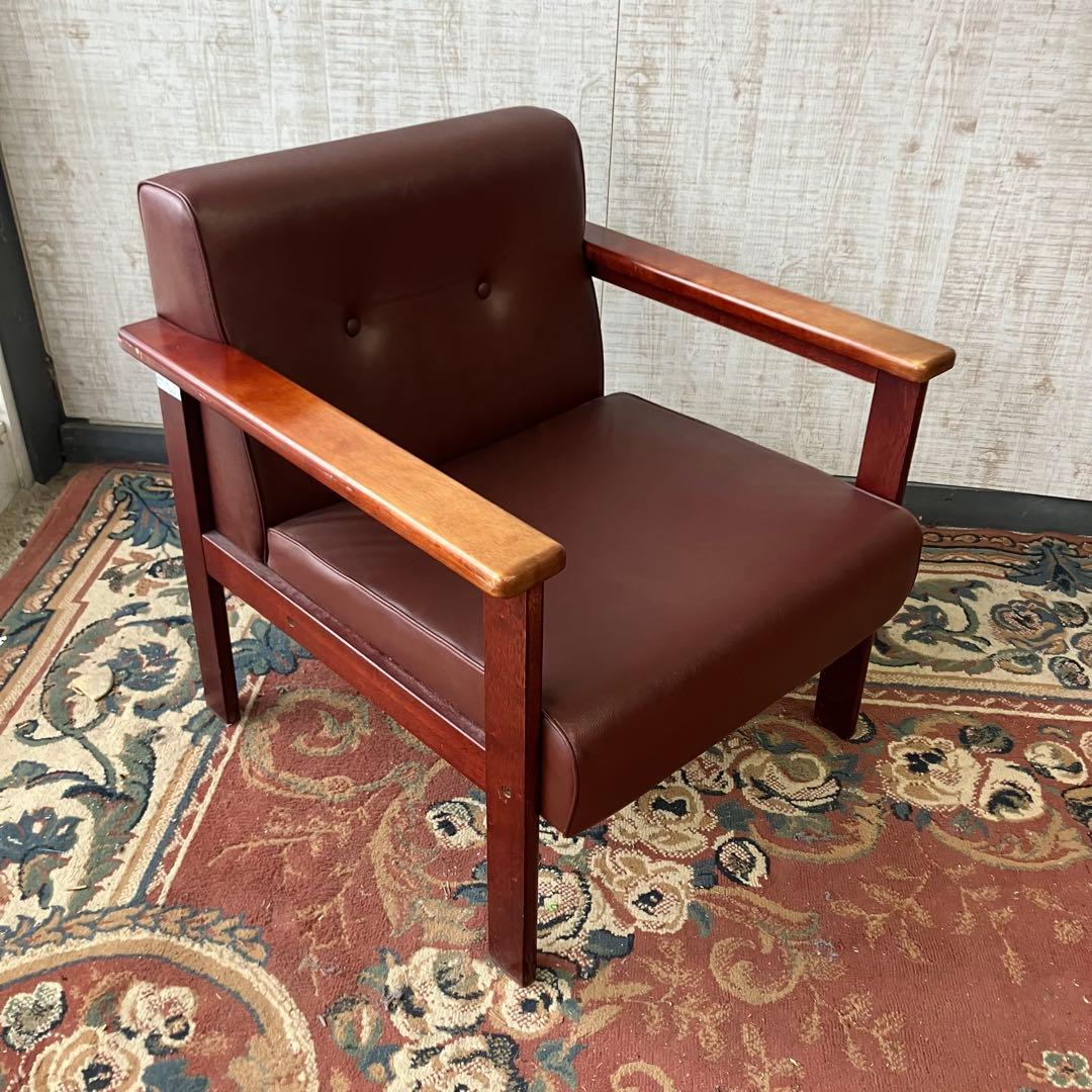 ②北欧レトロ プラス 木製フレーム アームチェア 一人掛けソファー ロビーチェア