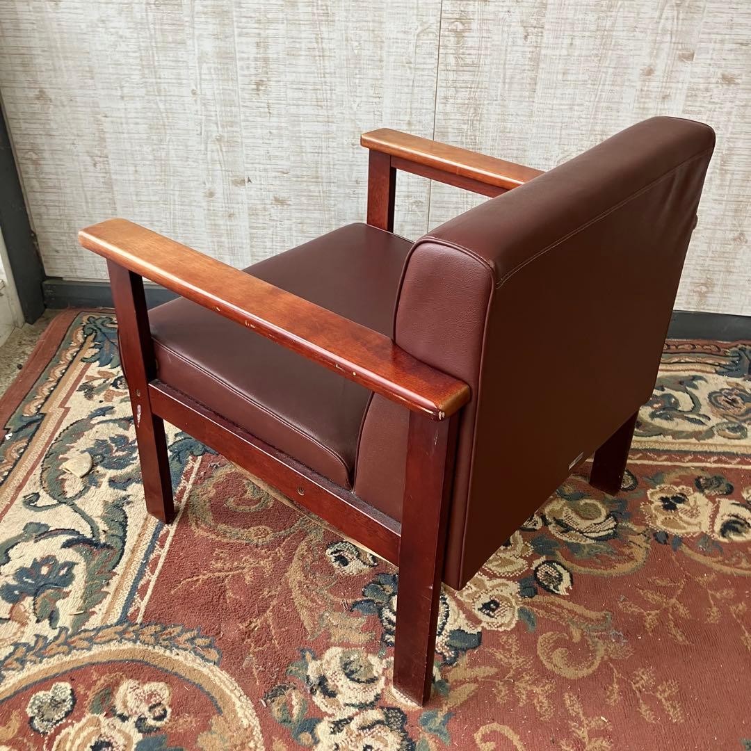 ②北欧レトロ プラス 木製フレーム アームチェア 一人掛けソファー ロビーチェア