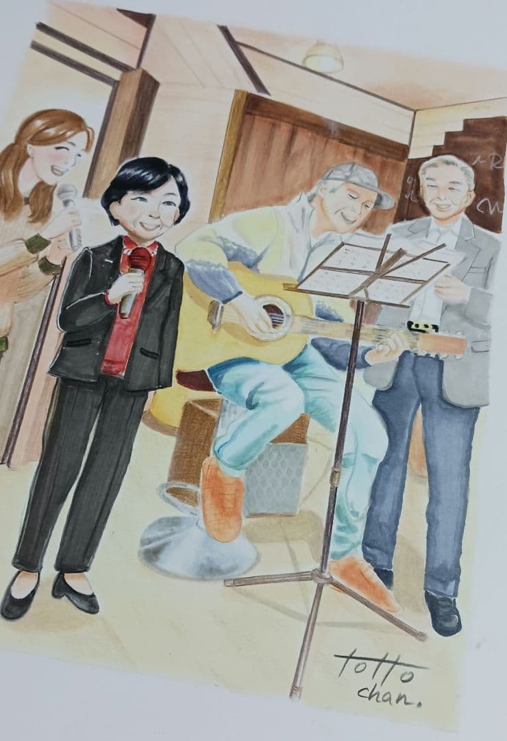 似顔絵アート　コピック　色鉛筆パンパステル　A4フレーム