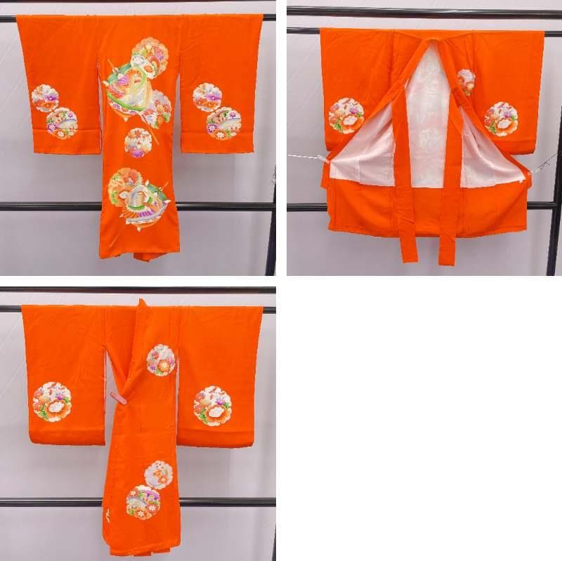 ★4024★ 子供着物 襦袢付き 一つ身 女の子 七五三 3才