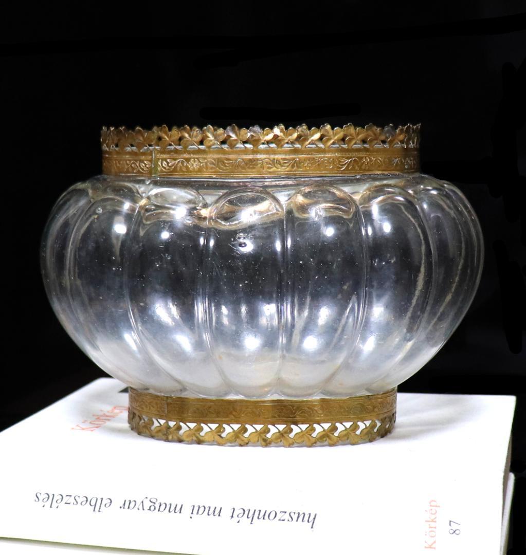 オールド・バカラ 1880年 ブロンズ装飾大型鉢 センターピース 小物入れ 花瓶