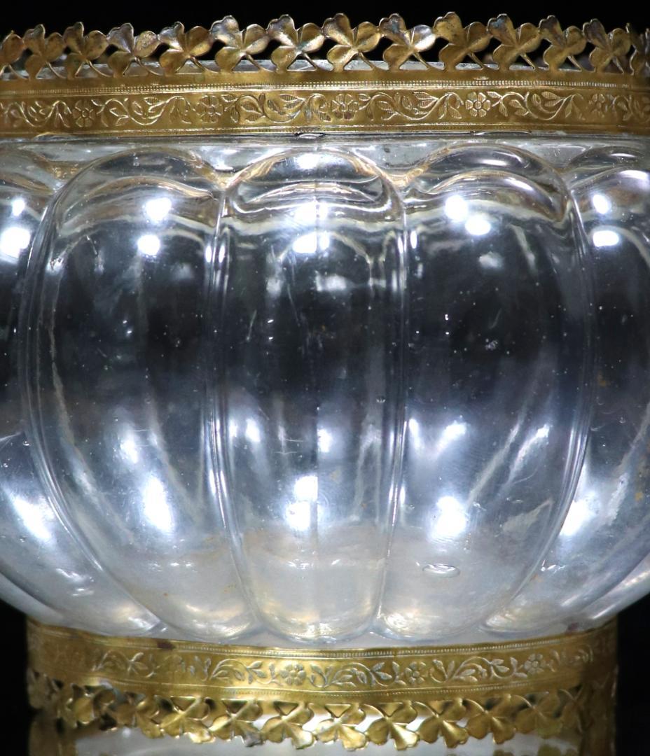 オールド・バカラ 1880年 ブロンズ装飾大型鉢 センターピース 小物入れ 花瓶