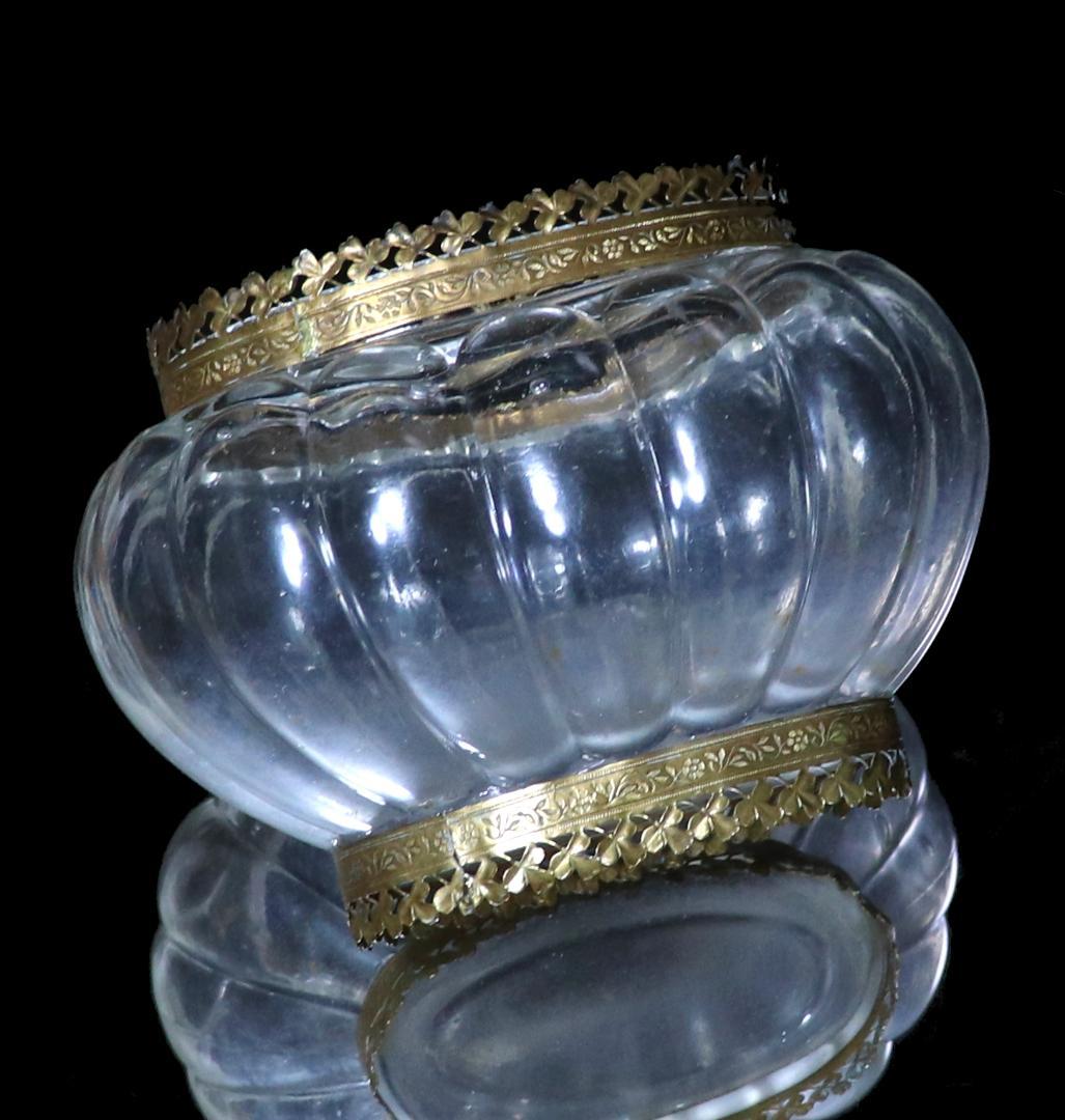 オールド・バカラ 1880年 ブロンズ装飾大型鉢 センターピース 小物入れ 花瓶