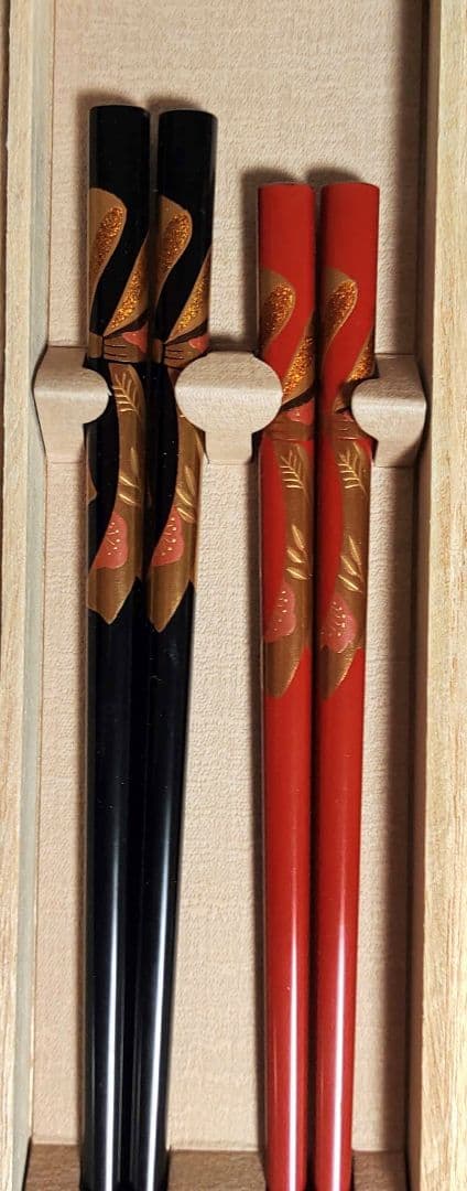 銀座夏野　輪島塗　のし　夫婦箸セット　桐箱入