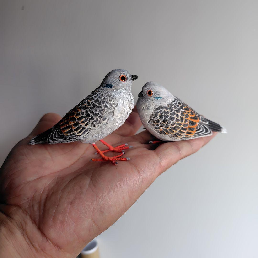 小さなバードカービング キジバト 野鳥 木彫 鳥 - メルカリ