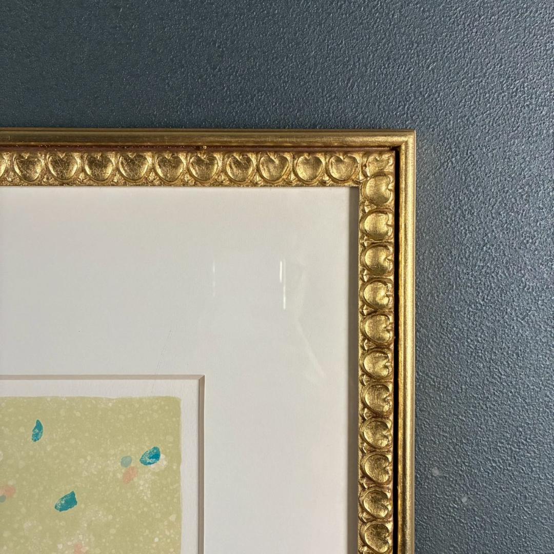 美品 ポール・アイズピリ「ベージュ背景のバラの花束」リトグラフ