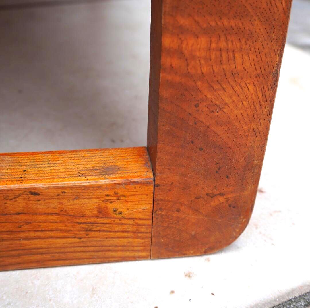 古い文筆机】打ち出し金具 座卓 古物 古道具 昭和レトロ 机 引き出し