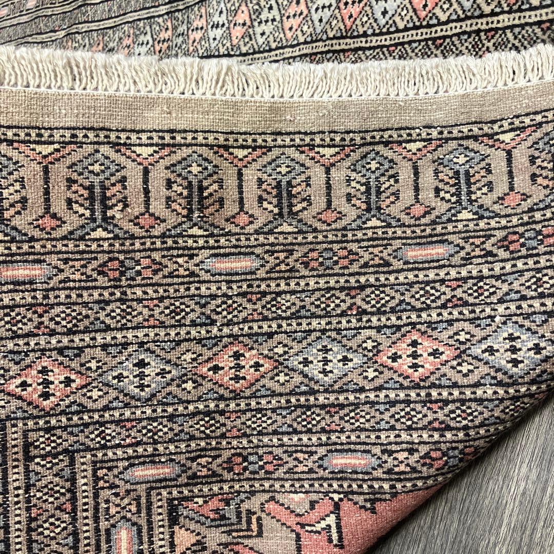 130x90cmカシミリヤンのアンテイーク絨毯トライバルラグ可愛いピンク