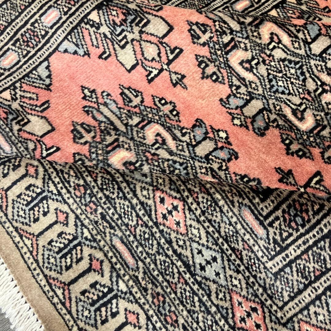 130x90cmカシミリヤンのアンテイーク絨毯トライバルラグ可愛いピンク