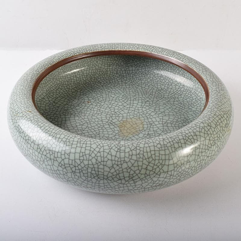 中国　官窯　金糸鉄線　氷裂文　大香炉　直径約39㎝　C　R7962B