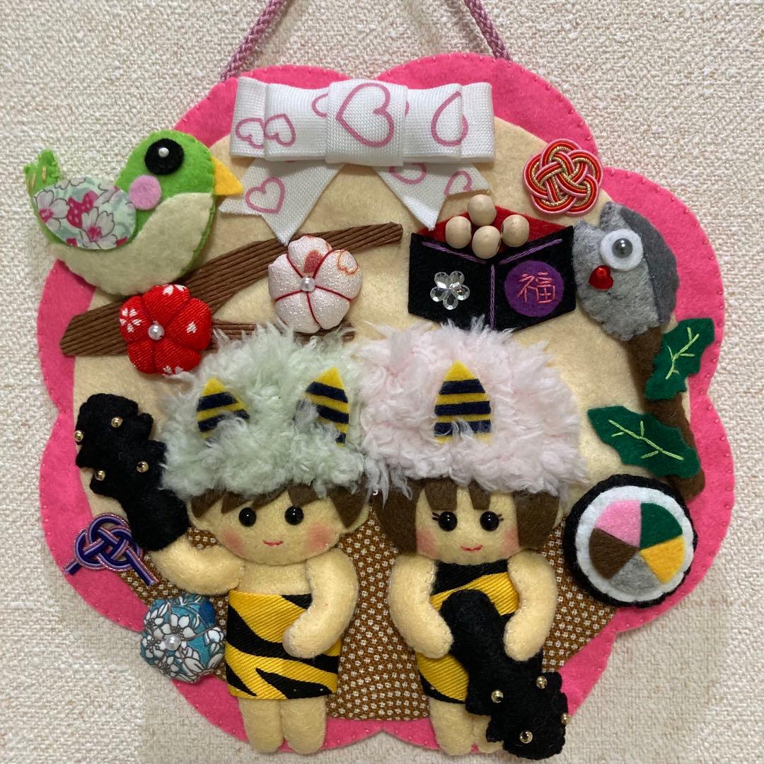 色々出品中‼️《プロフィール必読》ケメ　お雛様・節分リース2点　ハンドメイド