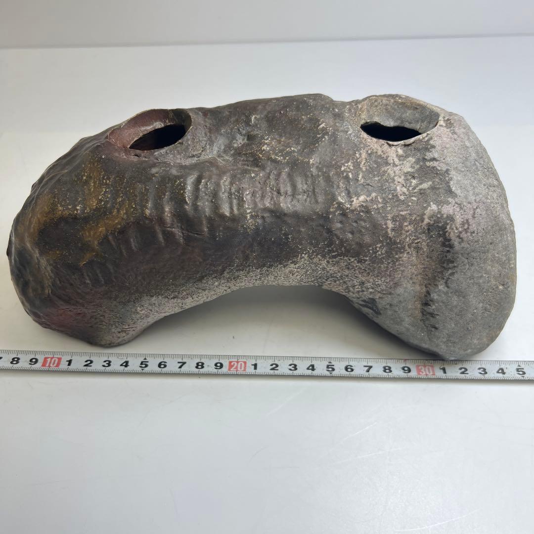 松本頼明　出来良　備前花入　共箱　幅約16.5㎝　東K8-0131①