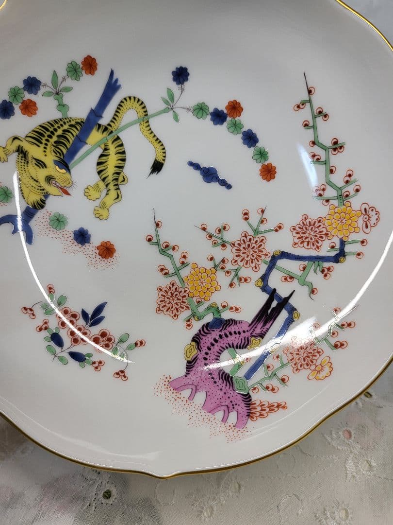 未使用近✨希少✨マイセン 柿右衛門 シノワズリ 竹虎 梅 小皿 2枚 ボウル