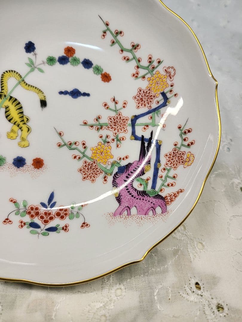 未使用近✨希少✨マイセン 柿右衛門 シノワズリ 竹虎 梅 小皿 2枚 ボウル