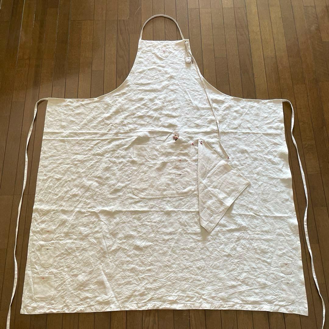 アンティーク　リネン　エプロン